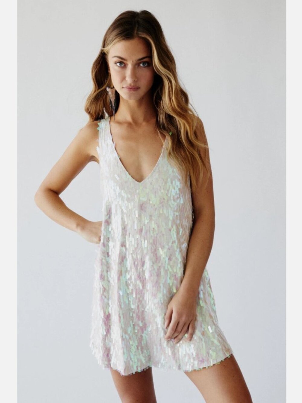 New Free People Bali Over The Rainbow Sequin Mini Party Dress size S MSRP: $300